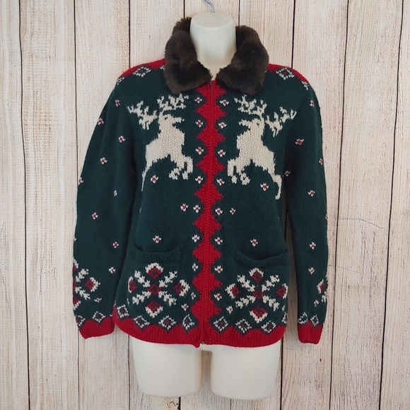 Ralph Lauren Sweaters - Vintage ralph lauren wool zip reindeer sweater